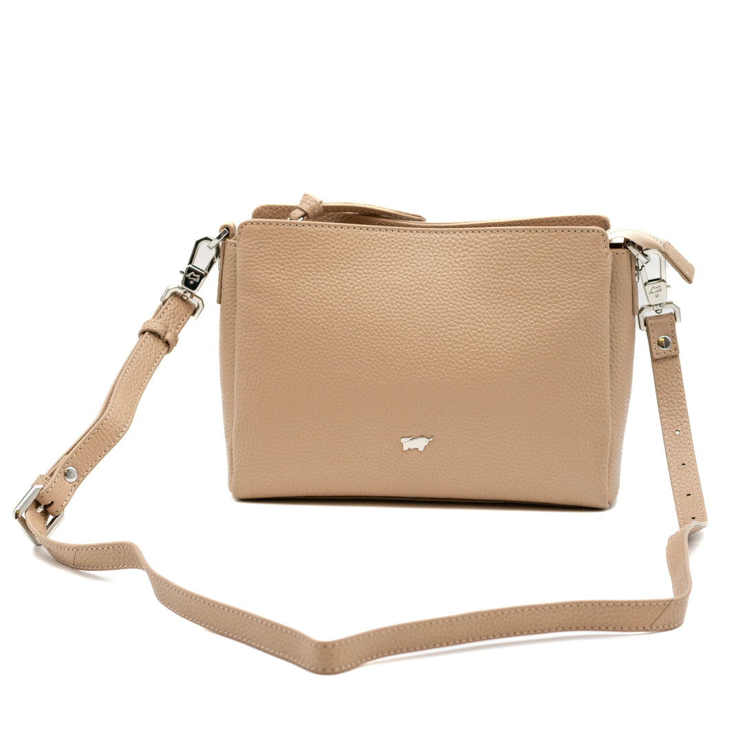 Hanna RV Umhängetasche von Braun Büffel aus genarbtem Leder in Creme
