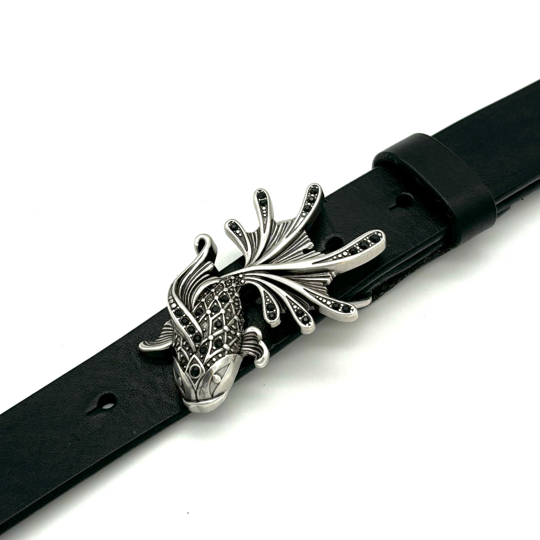 Buckle 30mm Fisch-Motiv in Silber und geschwärzt