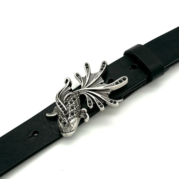 Buckle 30mm Fisch-Motiv in Silber und geschwärzt
