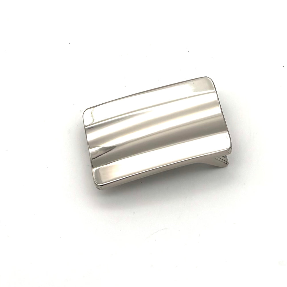 Silberne Buckle 30mm als Wechselschließe für Druckknopfgürtel