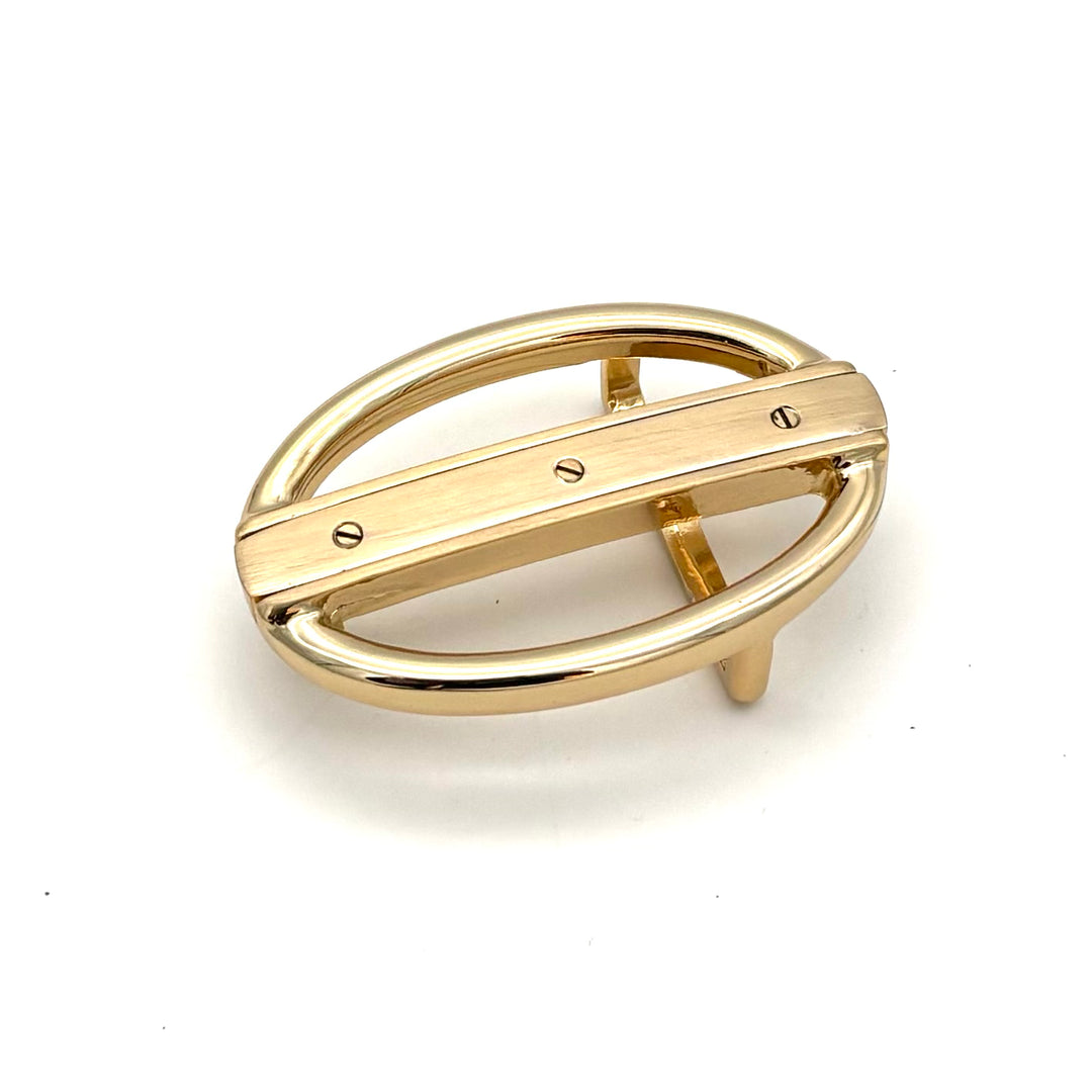 Buckle 35 mm Gold poliert mit innenliegendem Riemenverlauf für 35 mm Lederriemen Vorderansicht