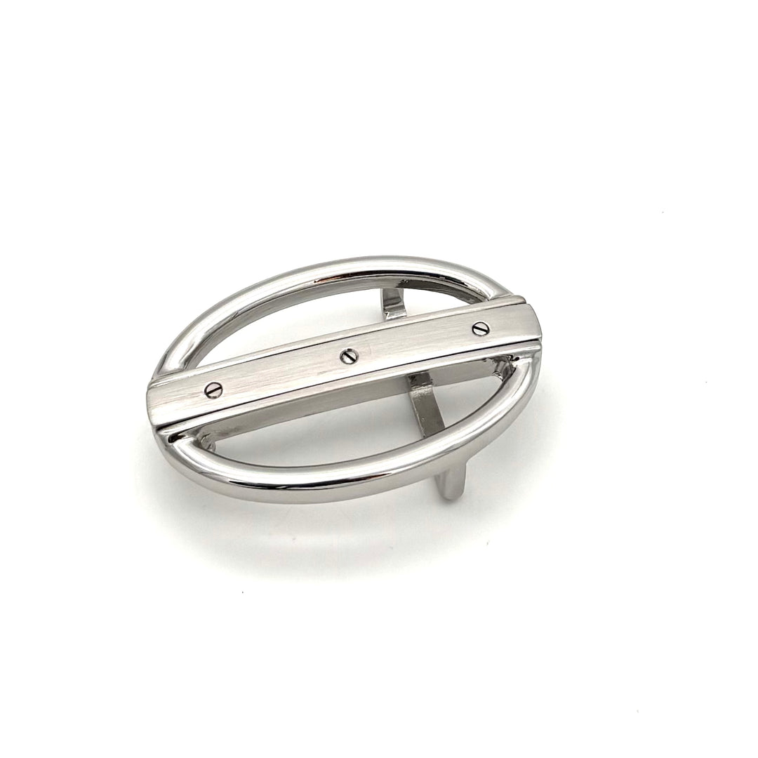 Buckle 35 mm Silber poliert mit innenliegendem Riemenverlauf für 35 mm Lederriemen Vorderansicht