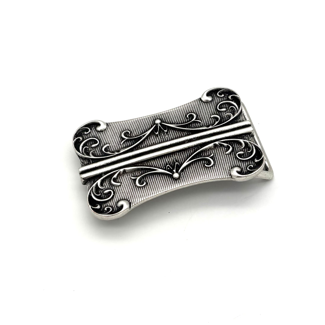 Buckle 40 mm Altsilber matt für 40 mm Druckknopfgürtel Vorderansicht