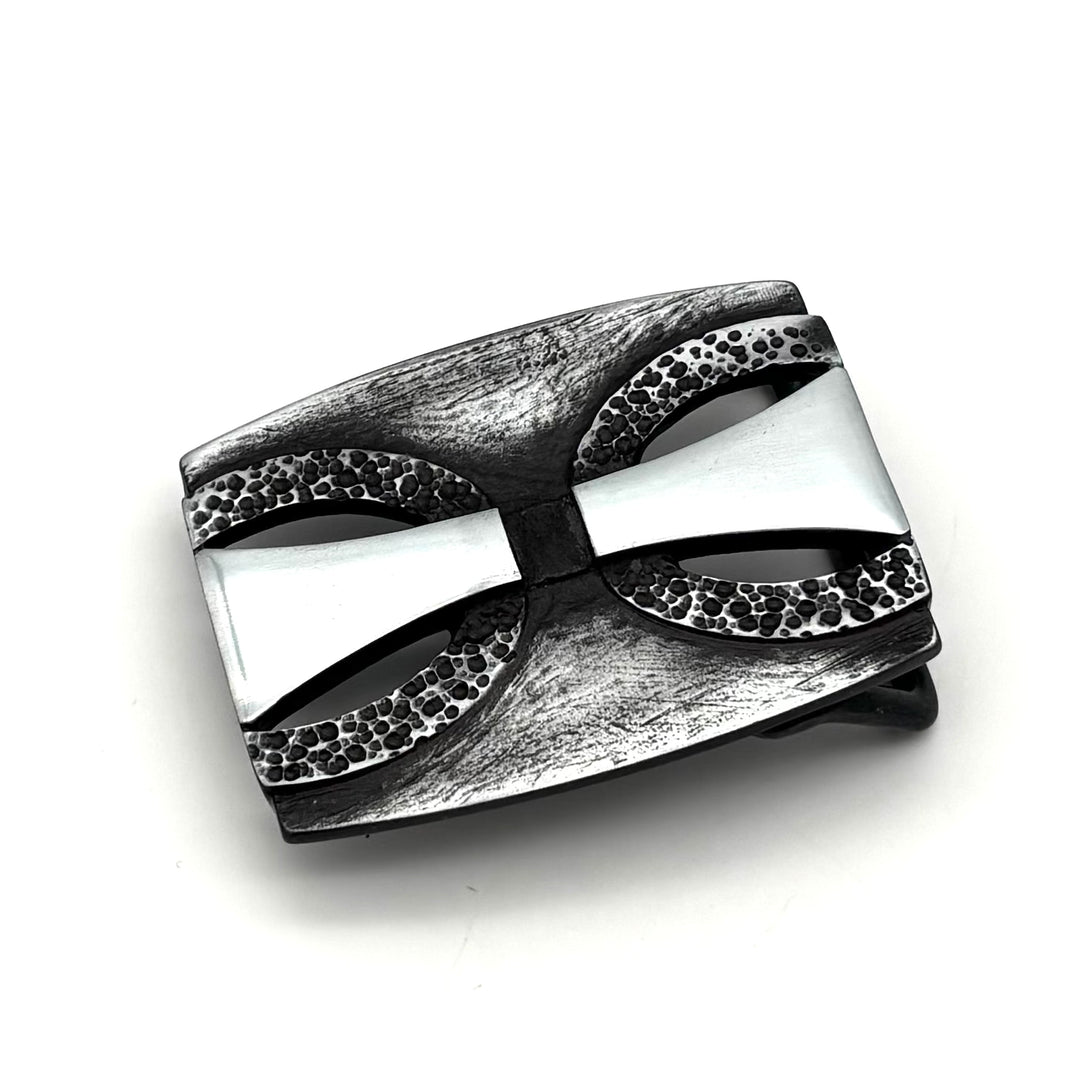 Buckle 40 mm geschwärzt mit matter und glänzender Oberfläche als Motiv-Gürtelschließe