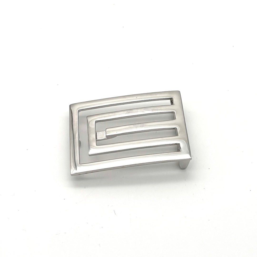 Buckle 40 mm Silber glänzend als Motiv-Gürtelschließe für 40-mm-Druckknopfgürtel