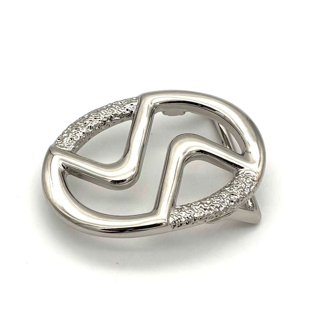 Buckle 40 mm Silber glänzend für 40 mm Druckknopfgürtel Vorderansicht