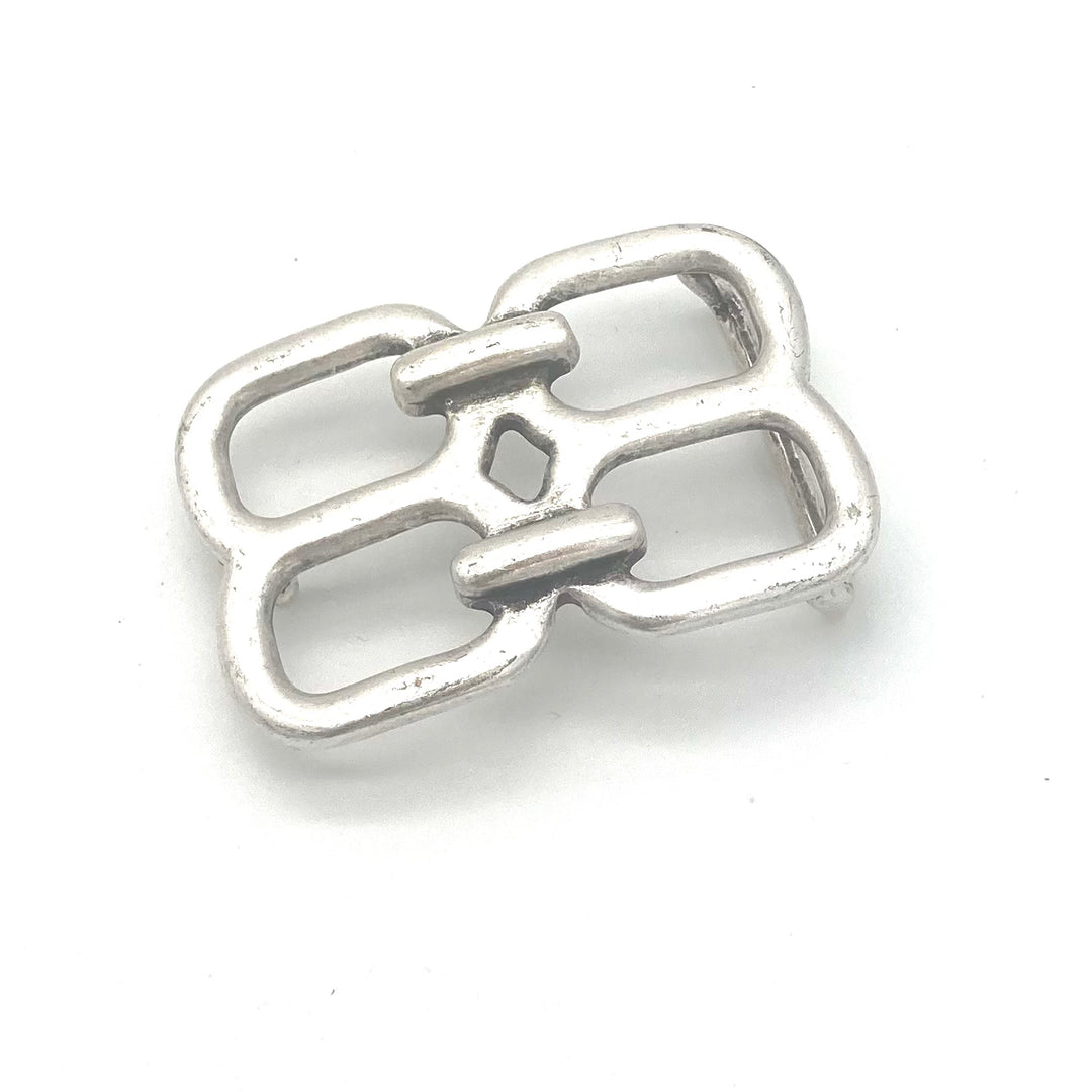 Buckle 40mm versilbert Motivschließe für Druckknopfgürtel