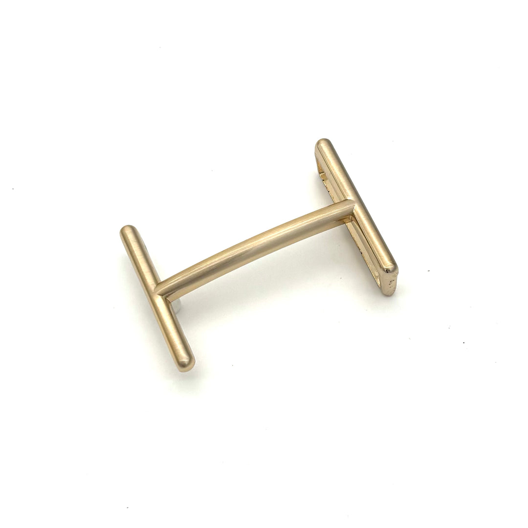 Buckle H 40 mm Gold satiniert Gürtelschließe mit Buchstabe H für 40 mm Druckknopfgürtel Vorderansicht