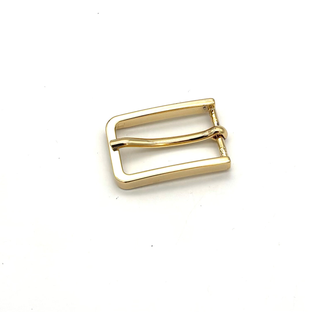 Dornschließe 20 mm Gold glänzend offene Wechselschließe für 20 mm Druckknopfgürtel Vorderansicht