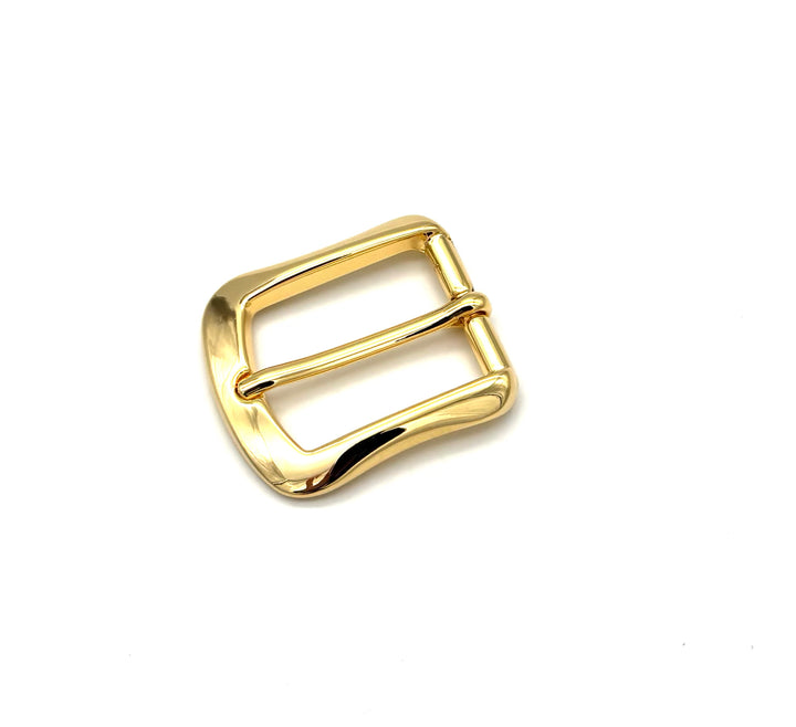 Dornschließe 30 mm Gold Hochglanz aus massivem Messing für 30 mm Druckknopfgürtel Vorderansicht