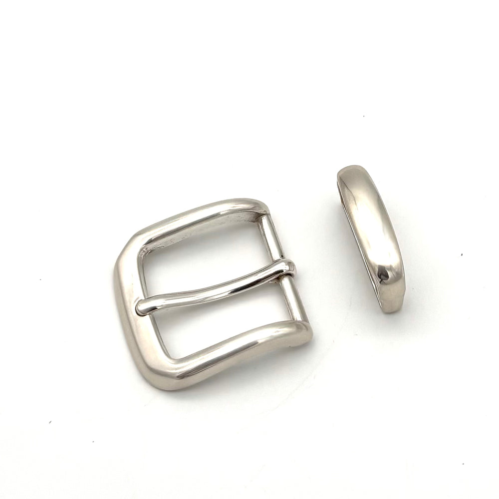 Dornschließe 30 mm mit Metallschlaufe in Silber für Druckknopfgürtel