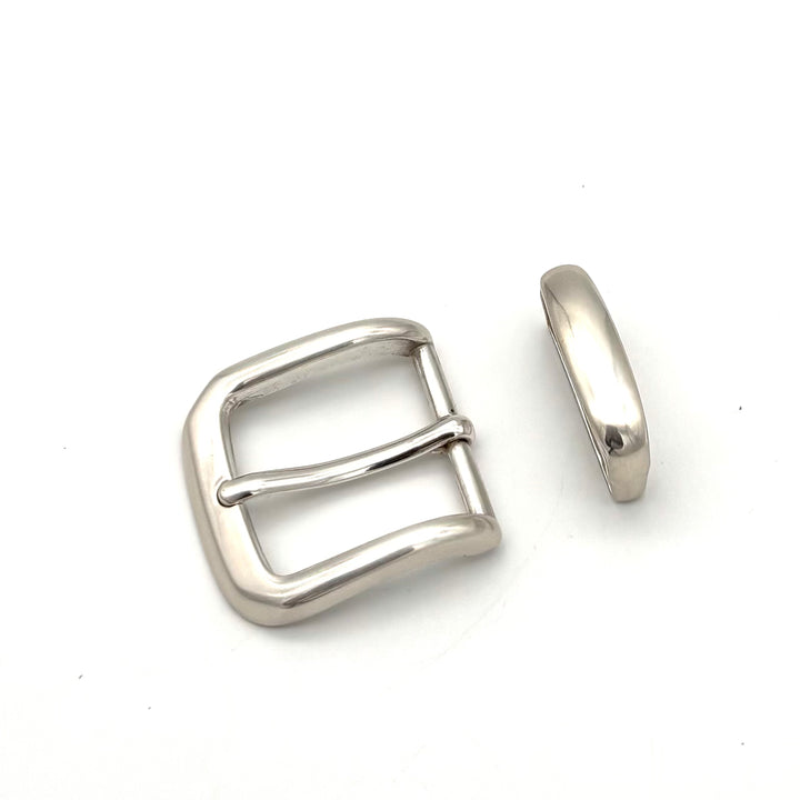 Dornschließe 30 mm mit Metallschlaufe in Silber für Druckknopfgürtel