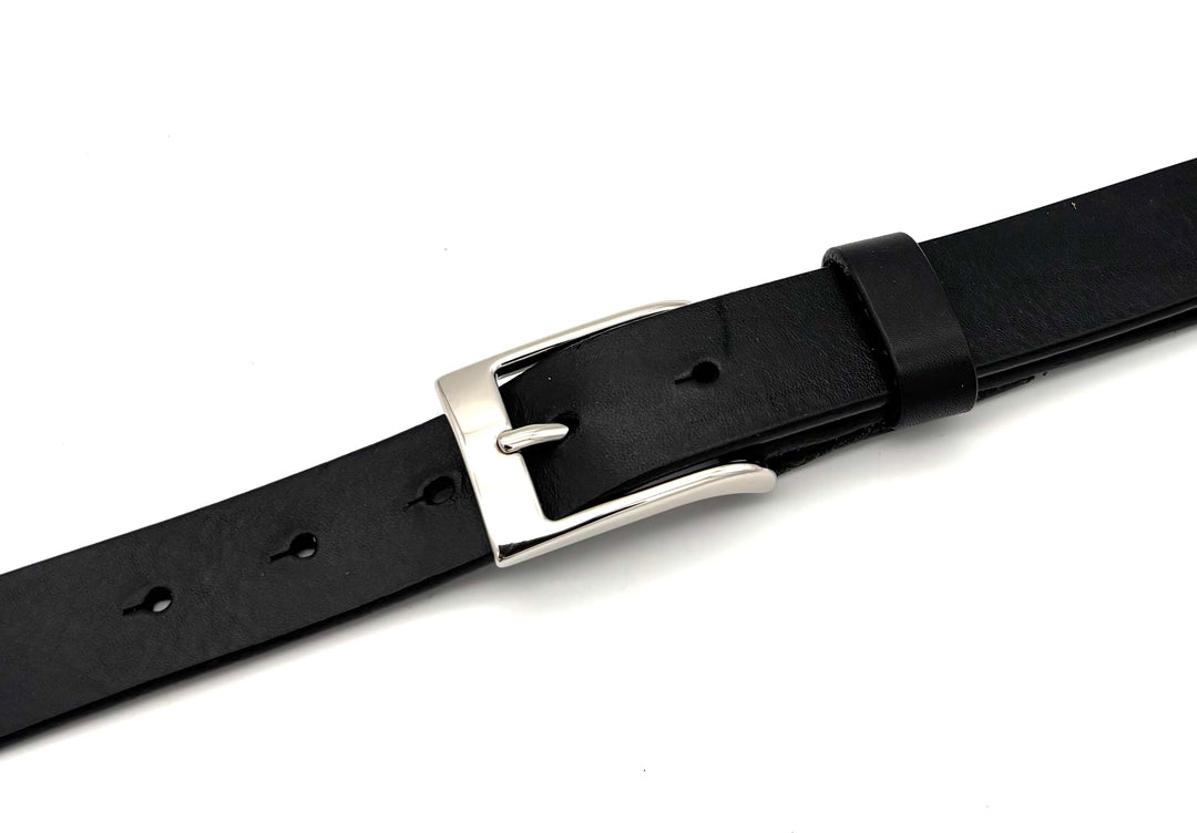 Detailansicht Dornschließe 35 mm Edelstahl Hochglanz aus massivem Messing für 35 mm Ledergürtel
