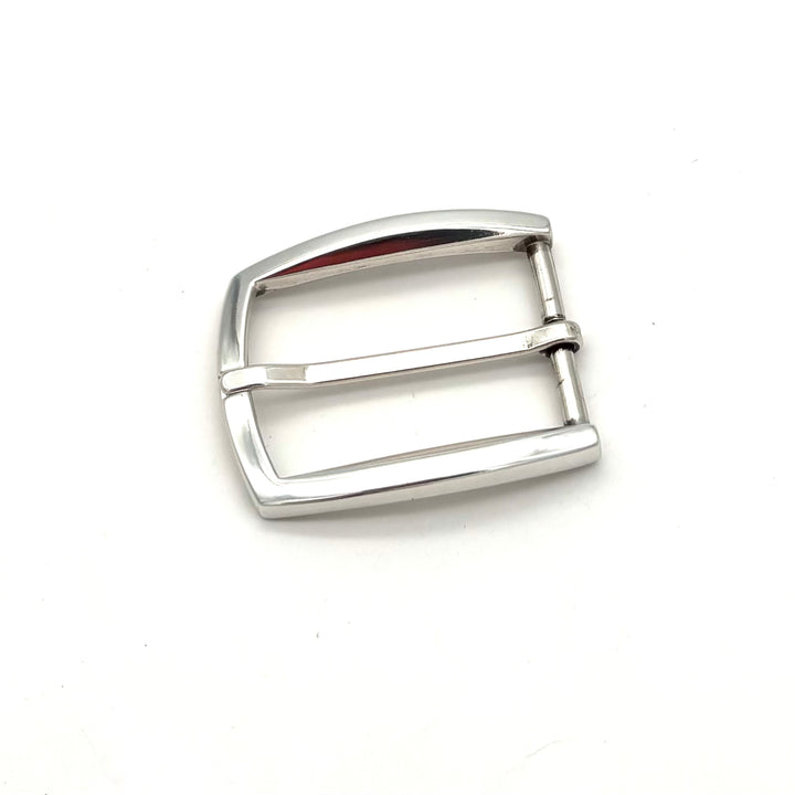 Dornschließe 35 mm Silber glänzend aus massivem Messing für Druckknopfgürtel