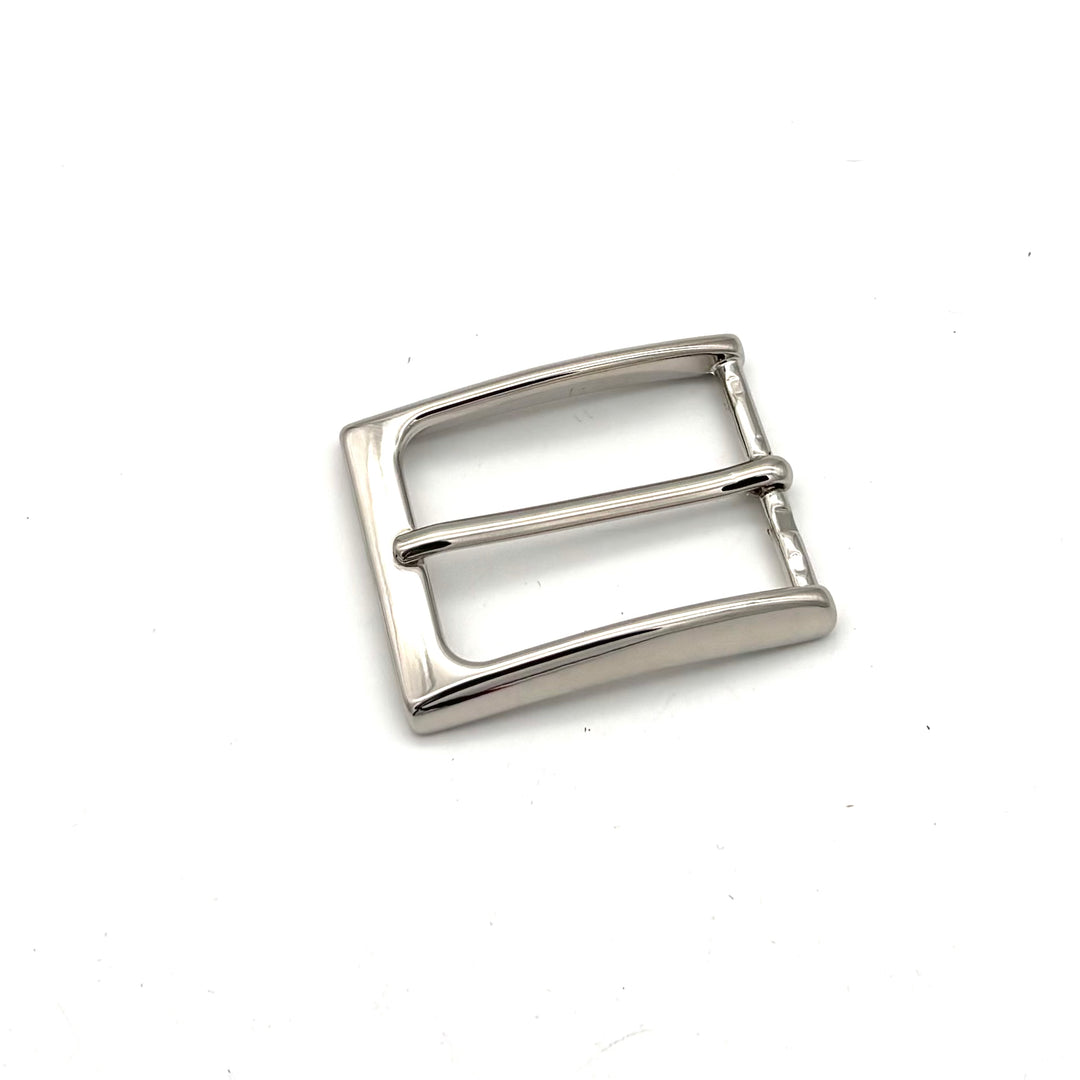 Dornschließe 35 mm Silber glänzend aus massivem Messing für 35-mm-Druckknopfgürtel