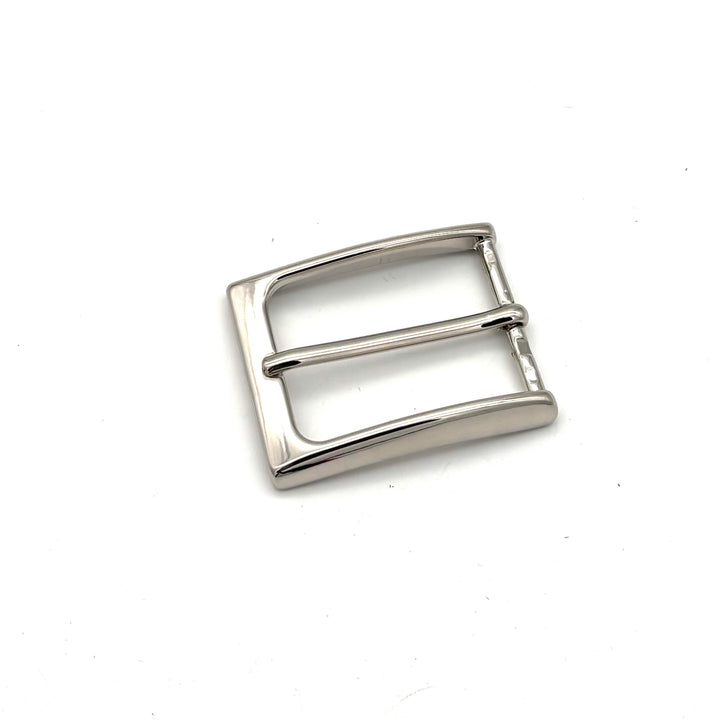 Dornschließe 35 mm Silber glänzend aus massivem Messing für 35-mm-Druckknopfgürtel