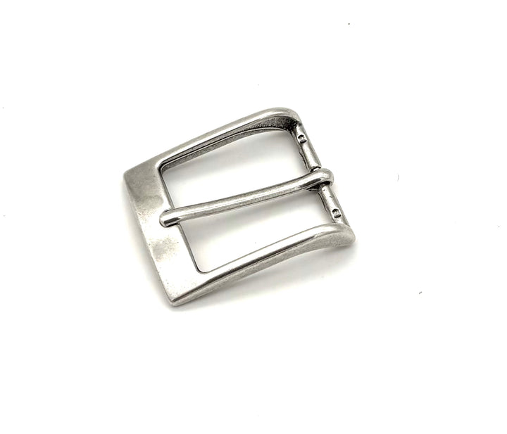Dornschließe 35 mm Silber matt aus massivem Messing für 35 mm Druckknopfgürtel Vorderansicht