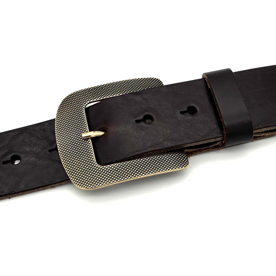 Detailansicht der Dornschließe 40 mm in Altgold matt aus Zinkdruckguss