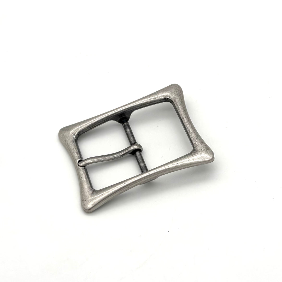 Dornschließe 40 mm Altsilber matt als geschlossene Wechselschließe für Druckknopfgürtel