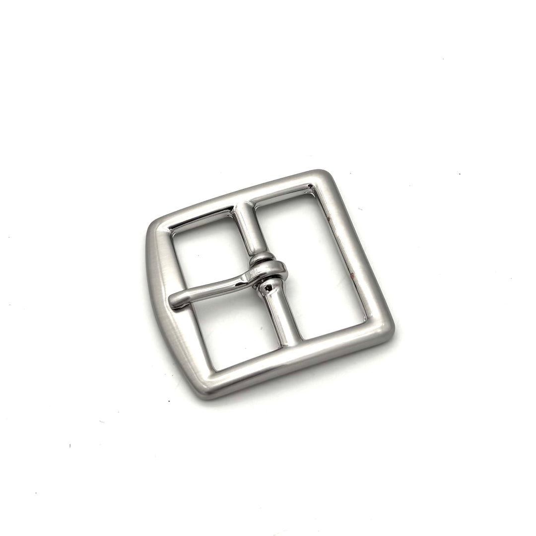Dornschließe 40 mm Edelstahl satiniert geschlossene Wechselschließe für 40 mm Druckknopfgürtel Vorderansicht