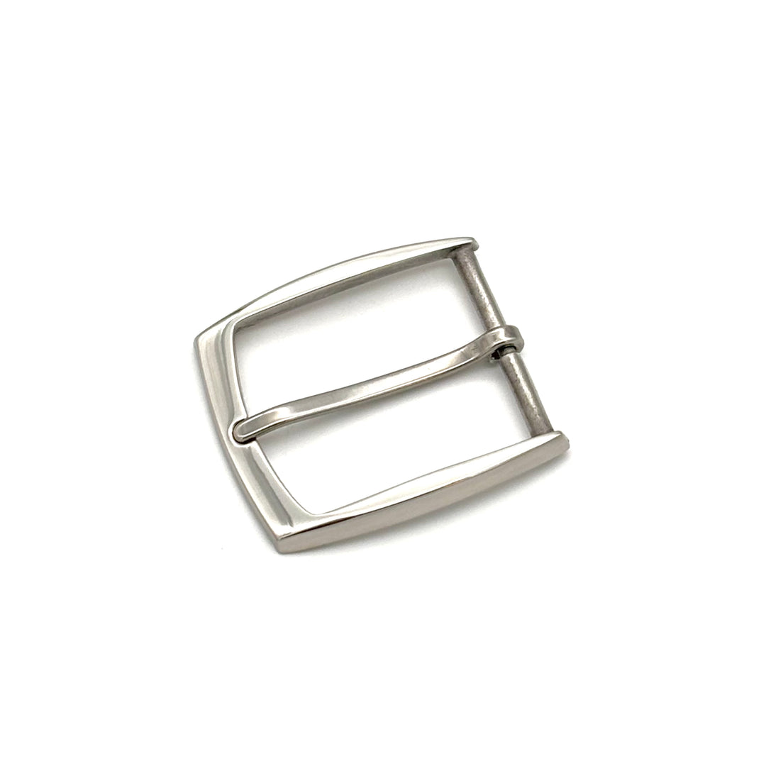 Dornschließe 40 mm aus massivem Edelstahl glänzend für 40 mm Druckknopfgürtel Vorderansicht