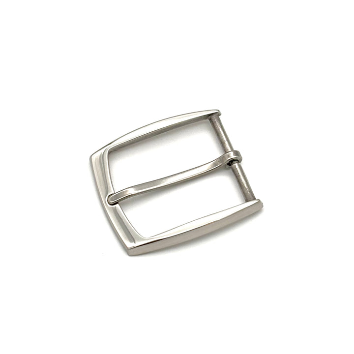 Dornschließe 40 mm aus massivem Edelstahl glänzend für 40 mm Druckknopfgürtel Vorderansicht