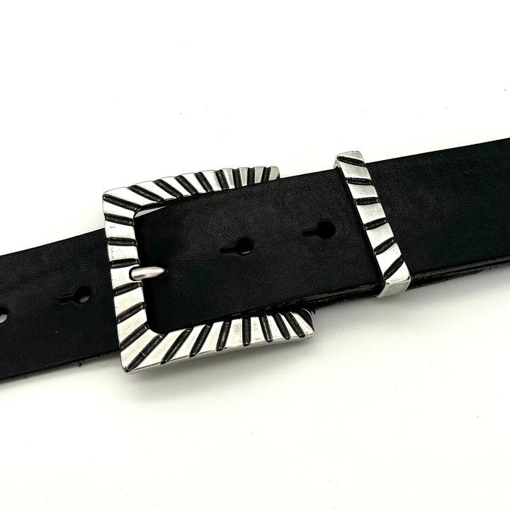Offene Dornschließe 40mm in Silber und Schwarz