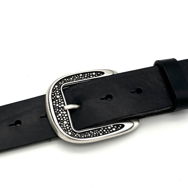 DornschlieDornschließe 40 mm Silber geschwärzt matt – Offene Wechselschließe für Druckknopfgürtelße 40mm