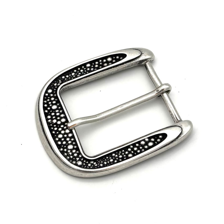 DornschlieDornschließe 40 mm Silber geschwärzt matt – Offene Wechselschließe für Druckknopfgürtelße 40mm