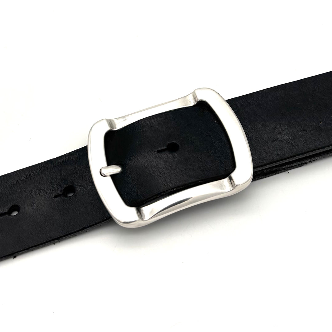 Dornschließe 40 mm Silber versilbert geschlossene Wechselschließe für Druckknopfgürtel Vorderansicht