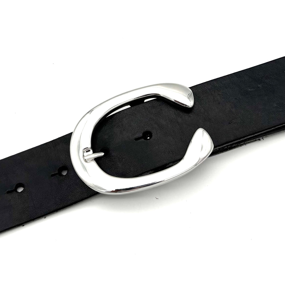 Hufeisen-Dornschließe 40 mm aus Zinkdruckguss für Druckknopfgürtel
