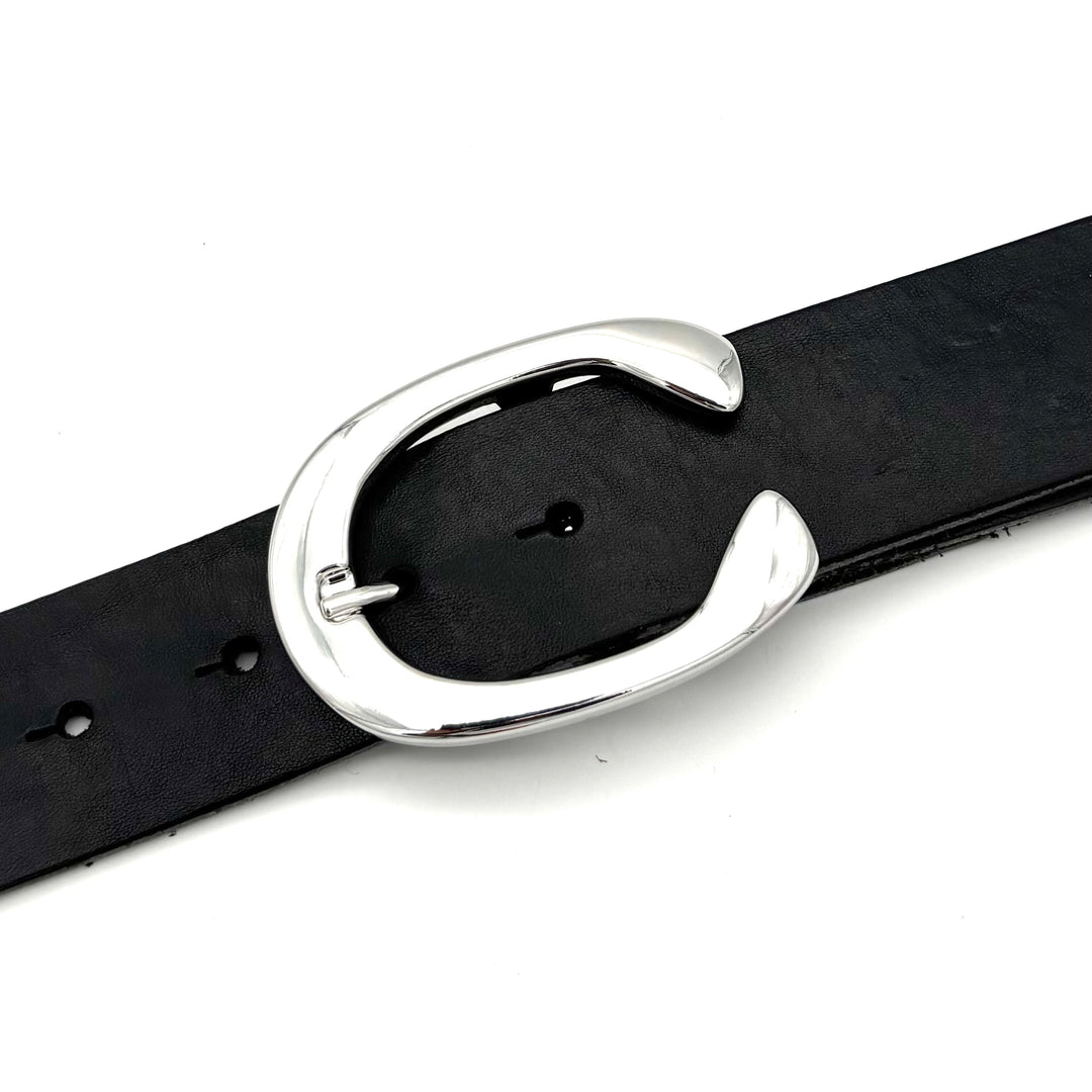 Hufeisen-Dornschließe 40 mm aus Zinkdruckguss für Druckknopfgürtel