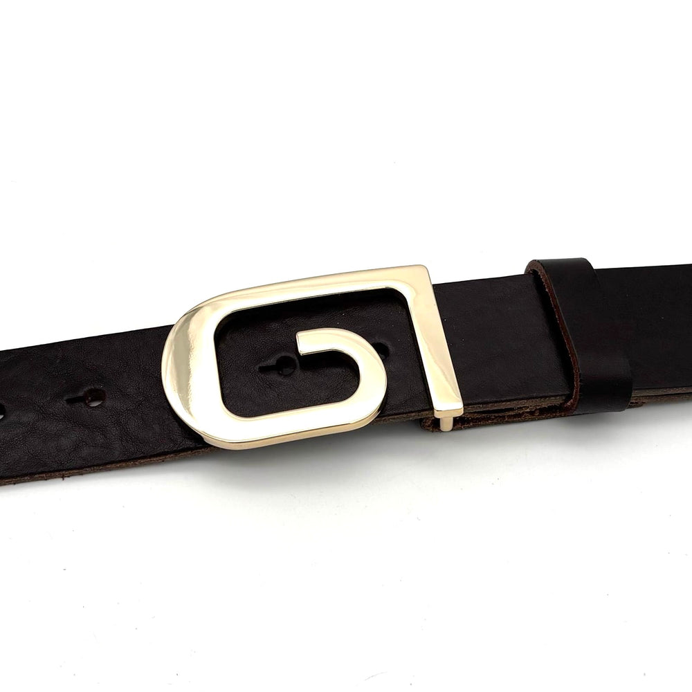 Detailansicht der G-Buckle 40 mm in Gold mit glänzender Oberfläche aus Zinkdruckguss