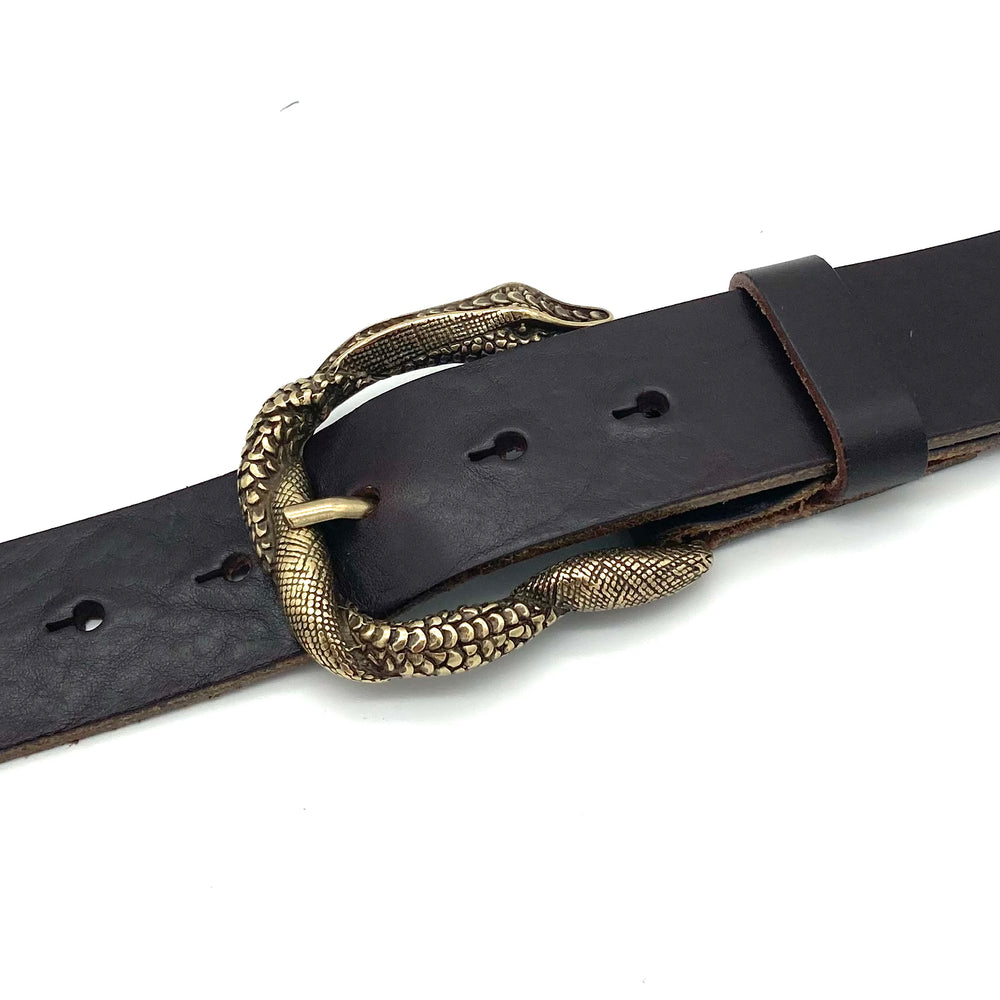 Gürtelschließe 40mm mit Schlangenmotiv in Gold