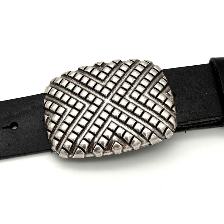 Gürtelschließe 40mm versilbert mit schwarzen Akzenten