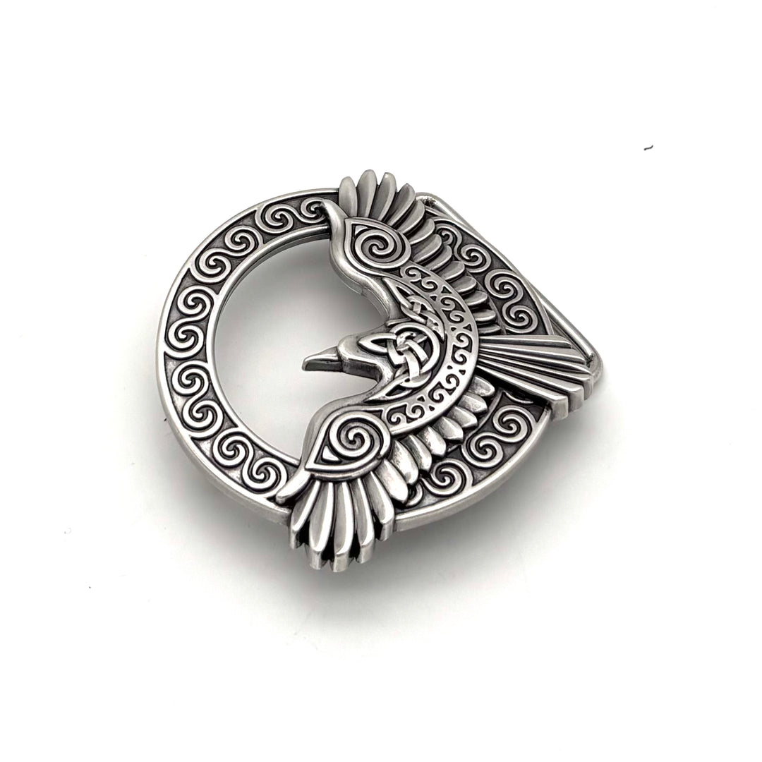 Gürtelschließe Adler 40 mm in Silber versilbert für Druckknopfgürtel – Frontansicht