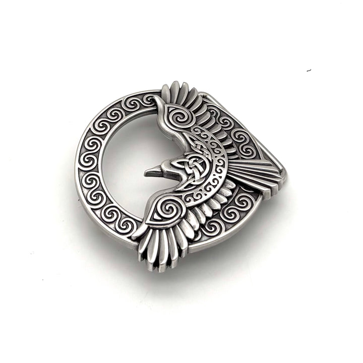 Gürtelschließe Adler 40 mm in Silber versilbert für Druckknopfgürtel – Frontansicht