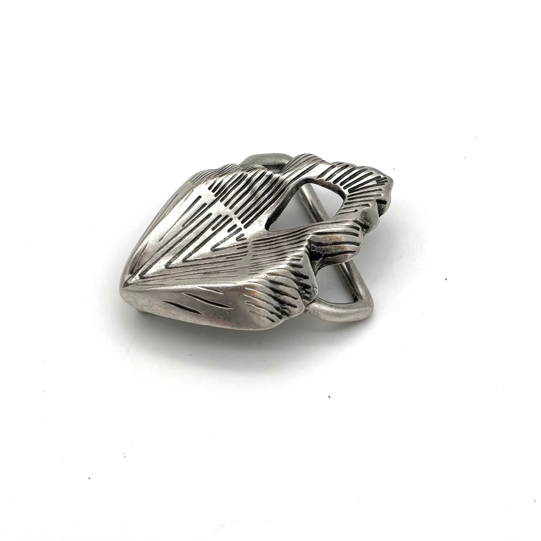 Gürtelschließe Buckle 40 mm in Altsilber für Druckknopfgürtel – Frontansicht