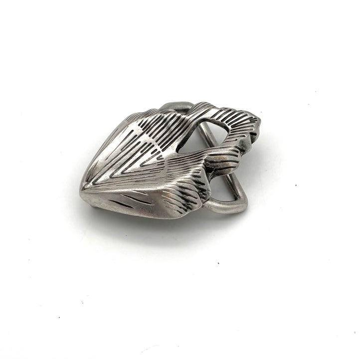 Gürtelschließe Buckle 40 mm in Altsilber für Druckknopfgürtel – Frontansicht