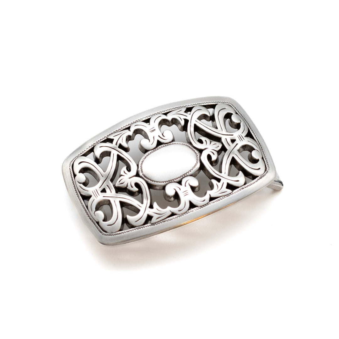 Gürtelschließe Buckle 40mm versilbert und teilweise geschwärzt