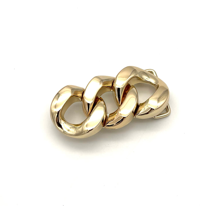 Gürtelschließe Kette 40 mm Gold – Markante Wechselschließe für Druckknopfgürtel