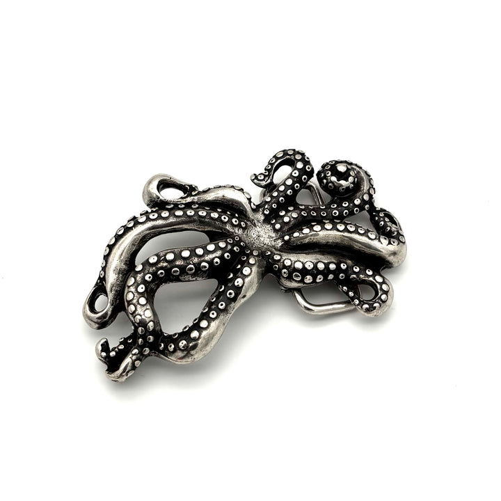 Gürtelschließe Octopus 40 mm in Edelstahl geschwärzt für Druckknopfgürtel – Frontansicht