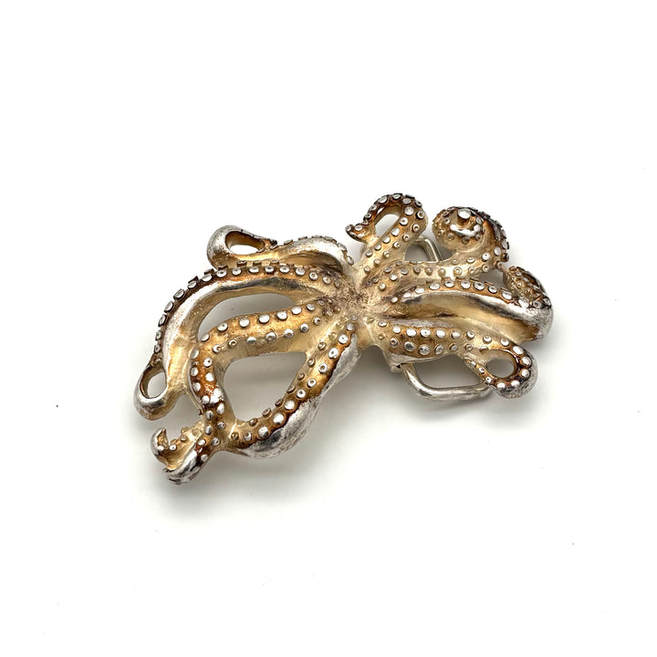Gürtelschließe Octopus 40 mm in Gold für Druckknopfgürtel – Frontansicht