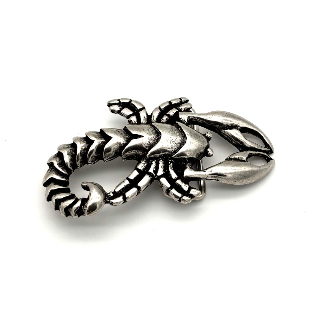 Gürtelschließe Scorpion 40 mm in Edelstahl geschwärzt für Druckknopfgürtel – Frontansicht