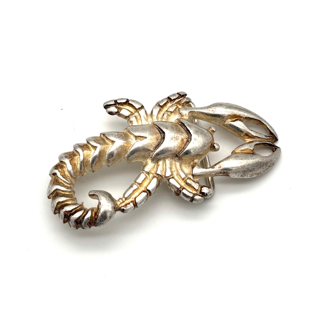 Detailansicht der Gürtelschließe Scorpion 40 mm in Gold mit matter Oberfläche