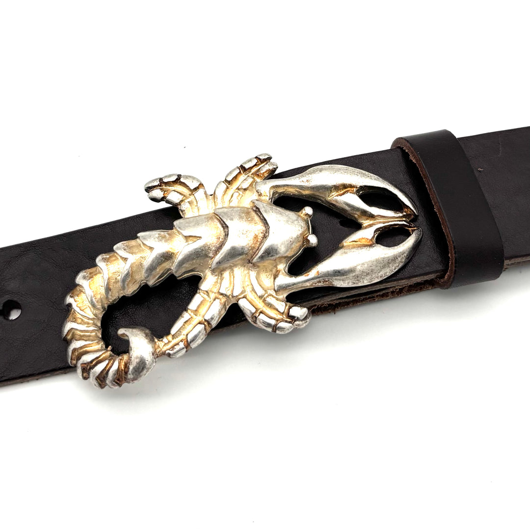 Gürtelschließe Scorpion 40 mm in Gold für Druckknopfgürtel – Frontansicht
