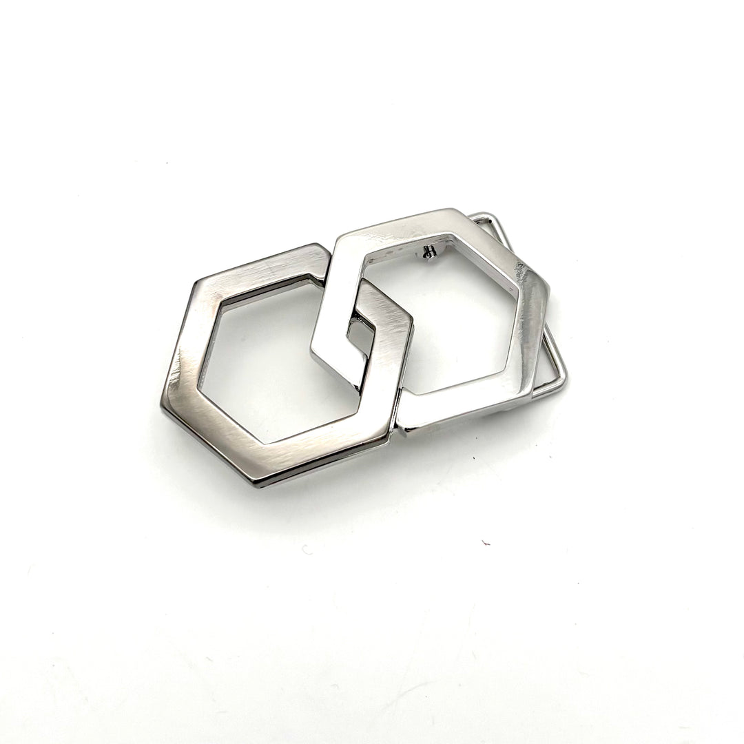 Gürtelschließe Waben 40 mm in Silber geschwärzt aus nickelfreiem Zinkdruckguss für Wechselgürtel.