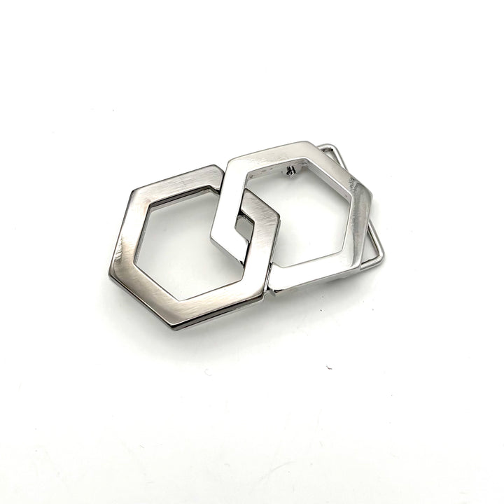 Gürtelschließe Waben 40 mm in Silber geschwärzt aus nickelfreiem Zinkdruckguss für Wechselgürtel.