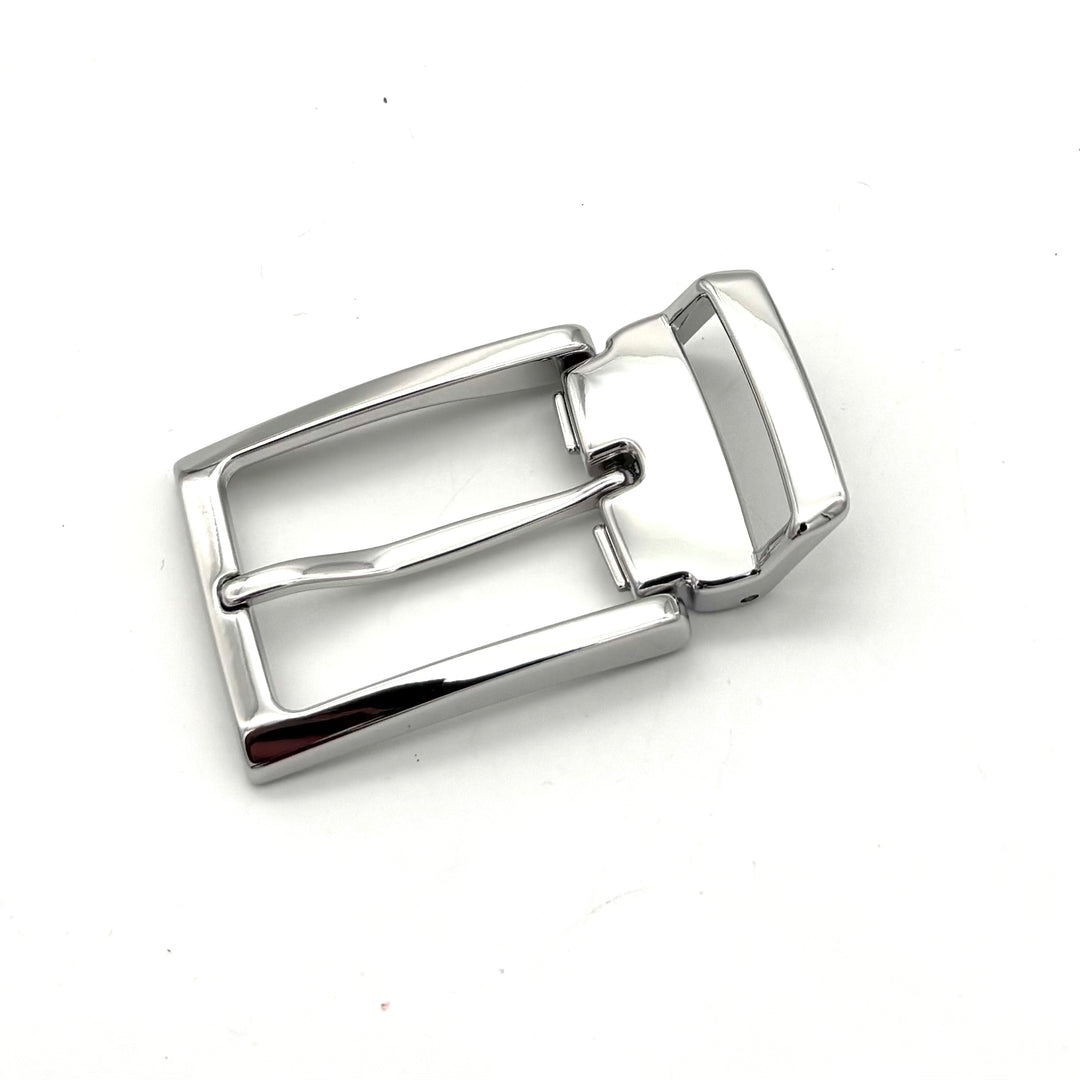 Klemmschließe 30 mm Silber poliert offene Gürtelschließe für 30 mm Lederriemen Vorderansicht