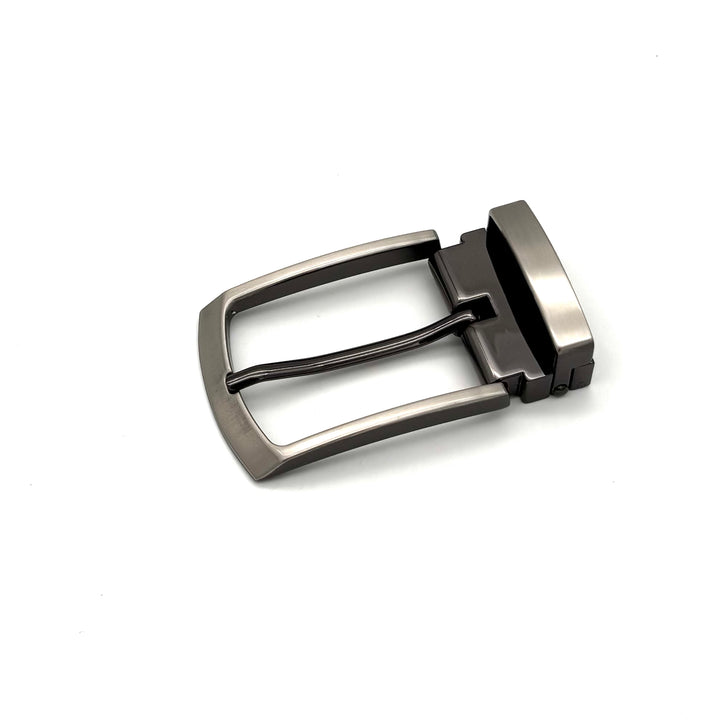 Klemmschließe 35 mm Edelstahl geschwärzt offene Gürtelschließe mit Metallschlaufe Vorderansicht